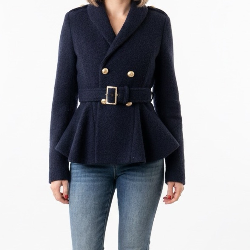 Victoria's Secret Navy Peplum Blazer with Gold Accents